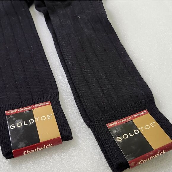 CHADWICK Gold Toe Socks Premium Fit Black Ribbed Crew Cotton Blend Shoe 6-12.5 - Picture 3 of 4